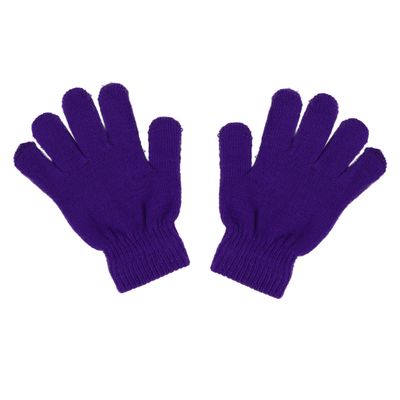 Motique Accessories Purple Kids Gloves Magic Knit Gloves for Girls/Boys Solid Colors