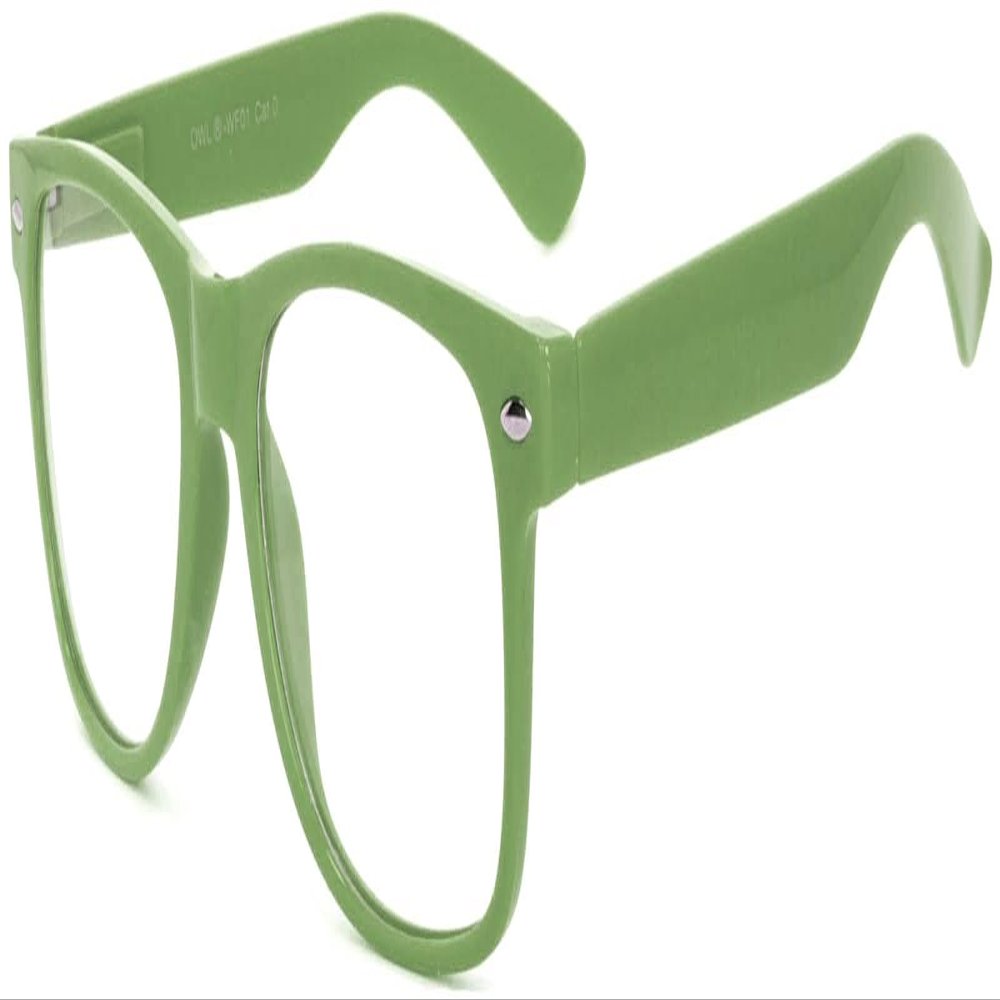 Classic Vintage Clear Lens Sunglasses Baby Green Frame Stylish