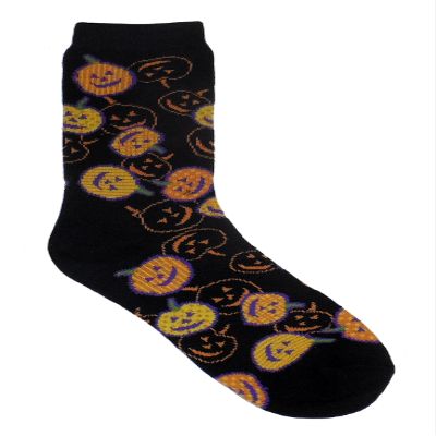 Davco Big Girls' Pumpkin Crew Socks (Sock Size: 6-8.5 - Shoe Size: 10.5-4)