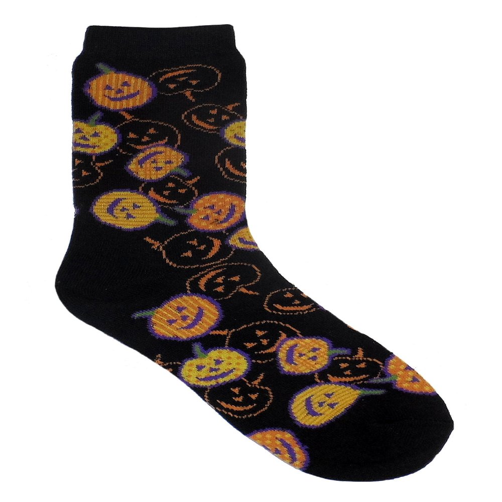Davco Big Girls' Pumpkin Crew Socks (Sock Size: 6-8.5 - Shoe Size: 10.5-4)