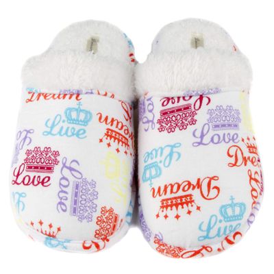 Leisureland Women's Cotton Flannel Cozy Slippers Crown of Love (XL)