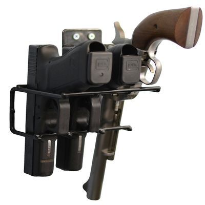 BOOMSTICK Pistol Wall Mount Rack Heavy-Duty Vinyl-Coated Handgun Hanger for Gun Safe & Wall Secure Storage for 3 Pistols Black
