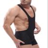 Cedir Men's Fishnet Like Wrestling Singlet Size L Black view 2