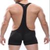 Cedir Men's Fishnet Like Wrestling Singlet Size L Black view 3