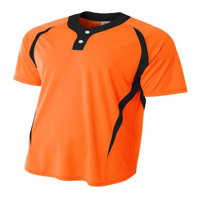 A4 Mens 2-Button Color Block Henley, 2XL, Orange/Black