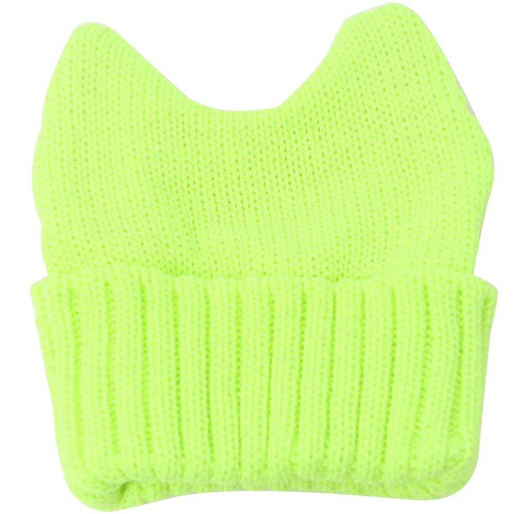 Girl's Winter Cute Devil Horn Cat Ear Slouchy Crochet Knit Beanie Ski Hat Cap