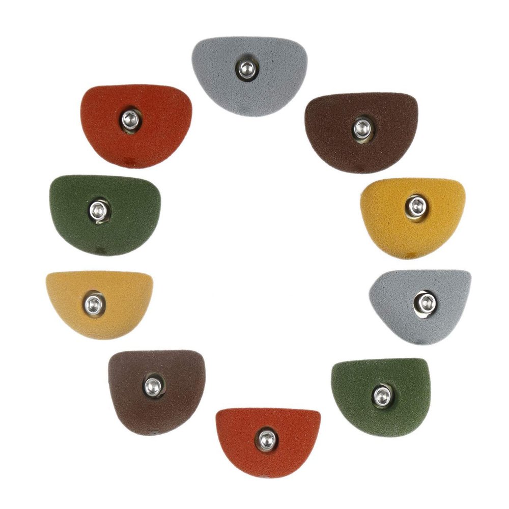 Atomik Rock Climbing Holds Set of 10 Bolt-On Straight Crimps in Assorted Earth Tones