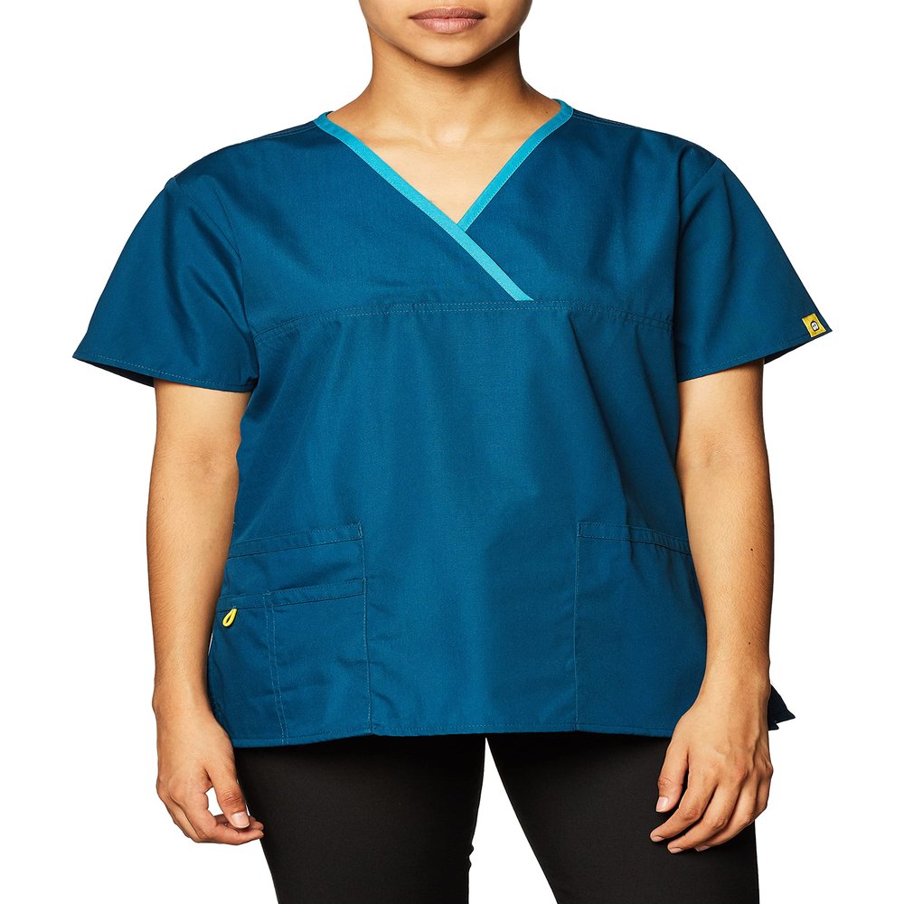 WonderWink Women's Origins Charlie Scrub Top, Caribbean, Small