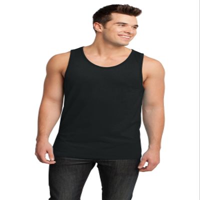 DISCONTINUED District - Young Mens Cotton Ringer Tank DT1500 L Black/Black