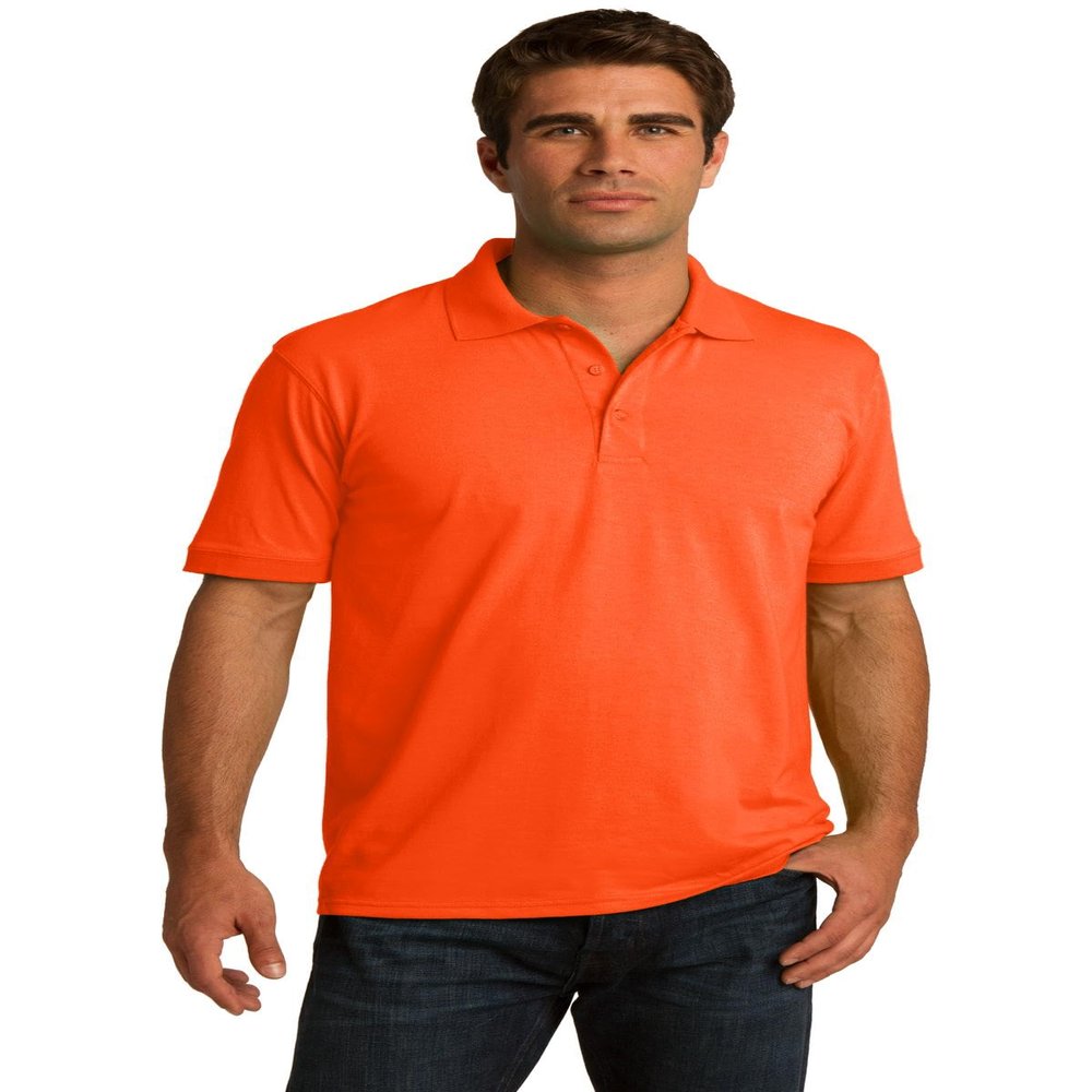 Port & Company Men's Tall 55 Ounce Jersey Knit Polo 4XLT Safety Orange