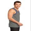 DISCONTINUED District - Young Mens Cotton Ringer Tank DT1500 L Grey/ Deep Royal view 3