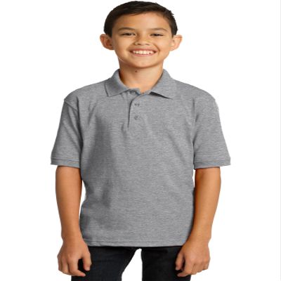 Port & Co Youth Core Blend Jersey Knit Polo KP55Y, Athletic Heather, Medium