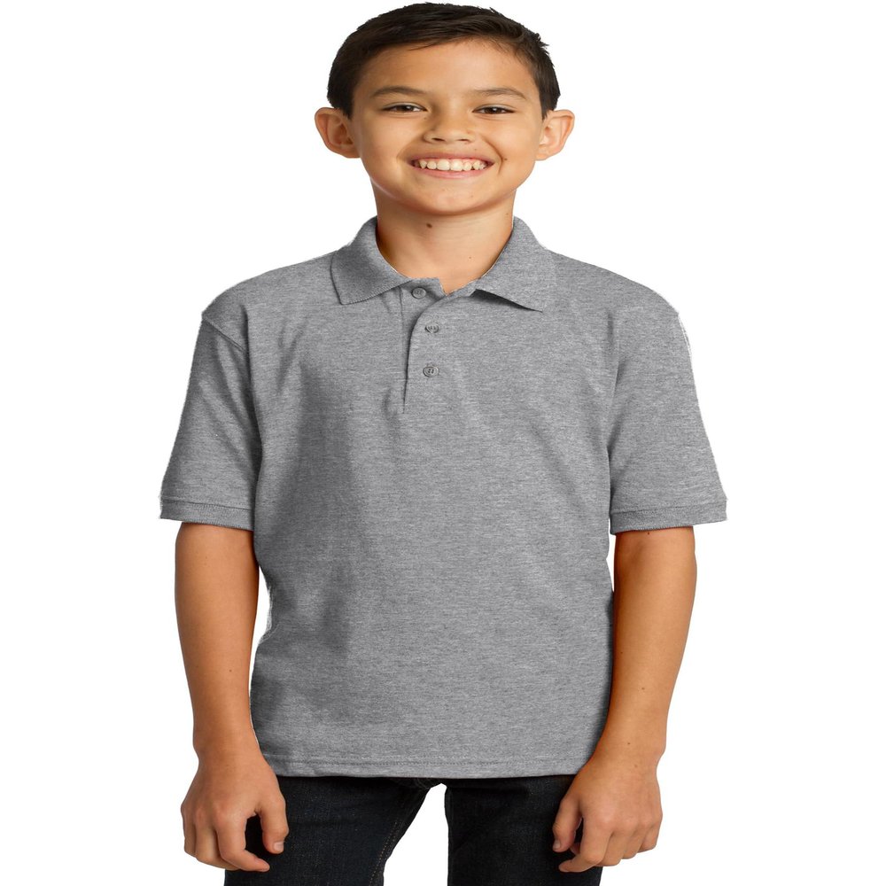 Port & Co Youth Core Blend Jersey Knit Polo KP55Y, Athletic Heather, Medium