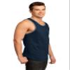 District - Young Mens Cotton Ringer Tank DT1500 S New Navy/ Heathered Steel view 4