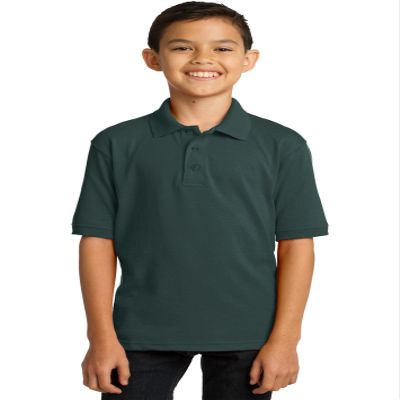 Port & Co Youth Core Blend Jersey Knit Polo KP55Y, Dark Green, X-Large