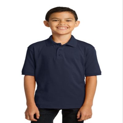 Port & Co Youth Core Blend Jersey Knit Polo KP55Y, Deep Navy, Medium