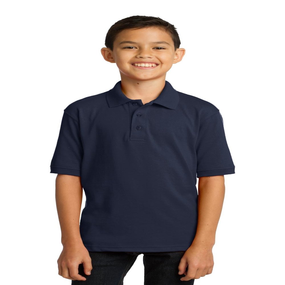 Port & Co Youth Core Blend Jersey Knit Polo KP55Y, Deep Navy, Medium