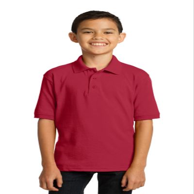 Port & Company Youth Core Blend Jersey Knit Polo L Red