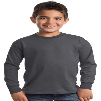 Port & Company Boys' Long Sleeve Essential T Shirt L Charcoal