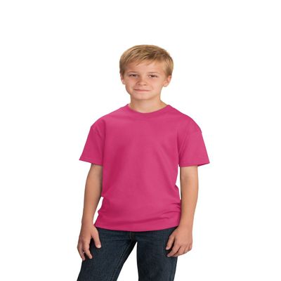 Port & Company Boys' 54 oz 100% Cotton T Shirt L Sangria