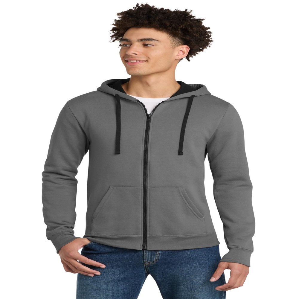 District The Concert Fleece Full-Zip Hoodie Sweatshirt for Men & Women 4XL Grey