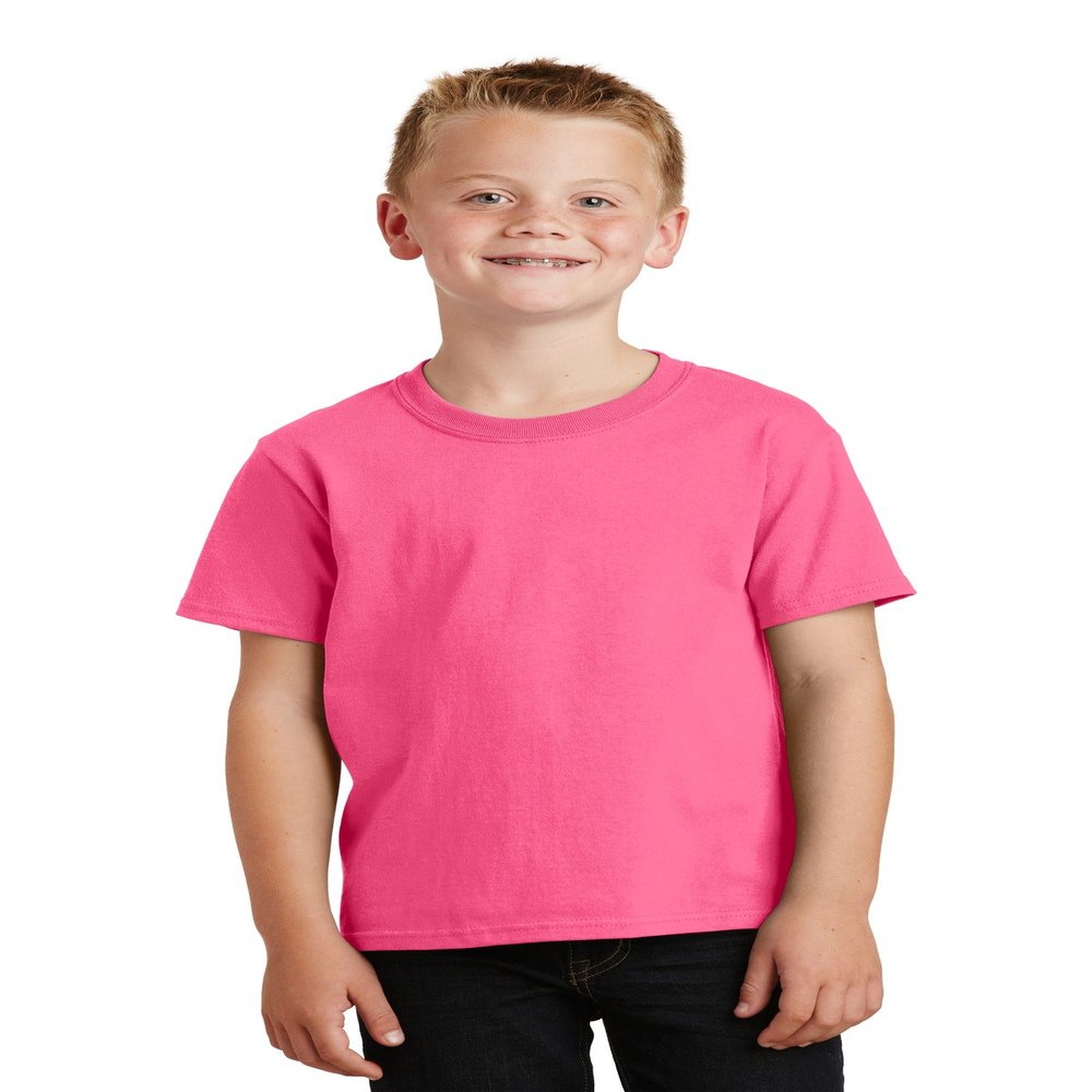 Port & Company Boys' 54 oz 100% Cotton T Shirt XS Neon Pink