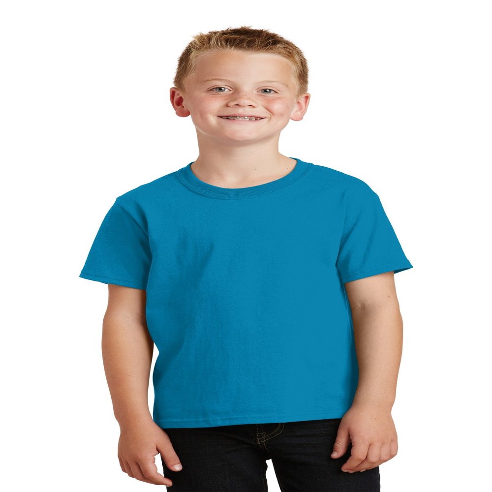 Port & Company Youth Core Cotton Tee Neon Blue XS