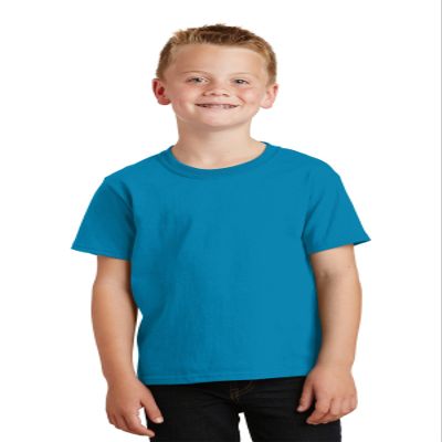 Port & Company Youth Core Cotton Tee Neon Blue Small