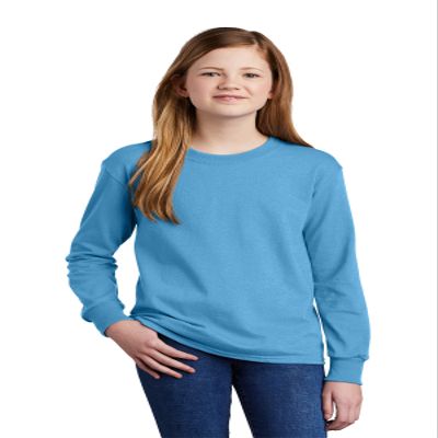 Port & Company Youth Long Sleeve Core Cotton Tee XL Aquatic Blue