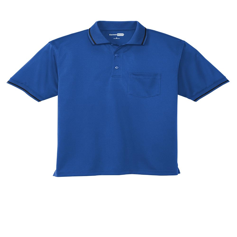 CornerStone Unisex Select Snag-Proof Tipped Pocket Polo | Casual Work Shirt for Men & Women, Lightweight Collared Top Royal/Black