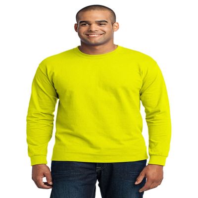 Port & Company Men's Tall Long Sleeve 50/50 Cotton/Poly T 4XLT Safety Green