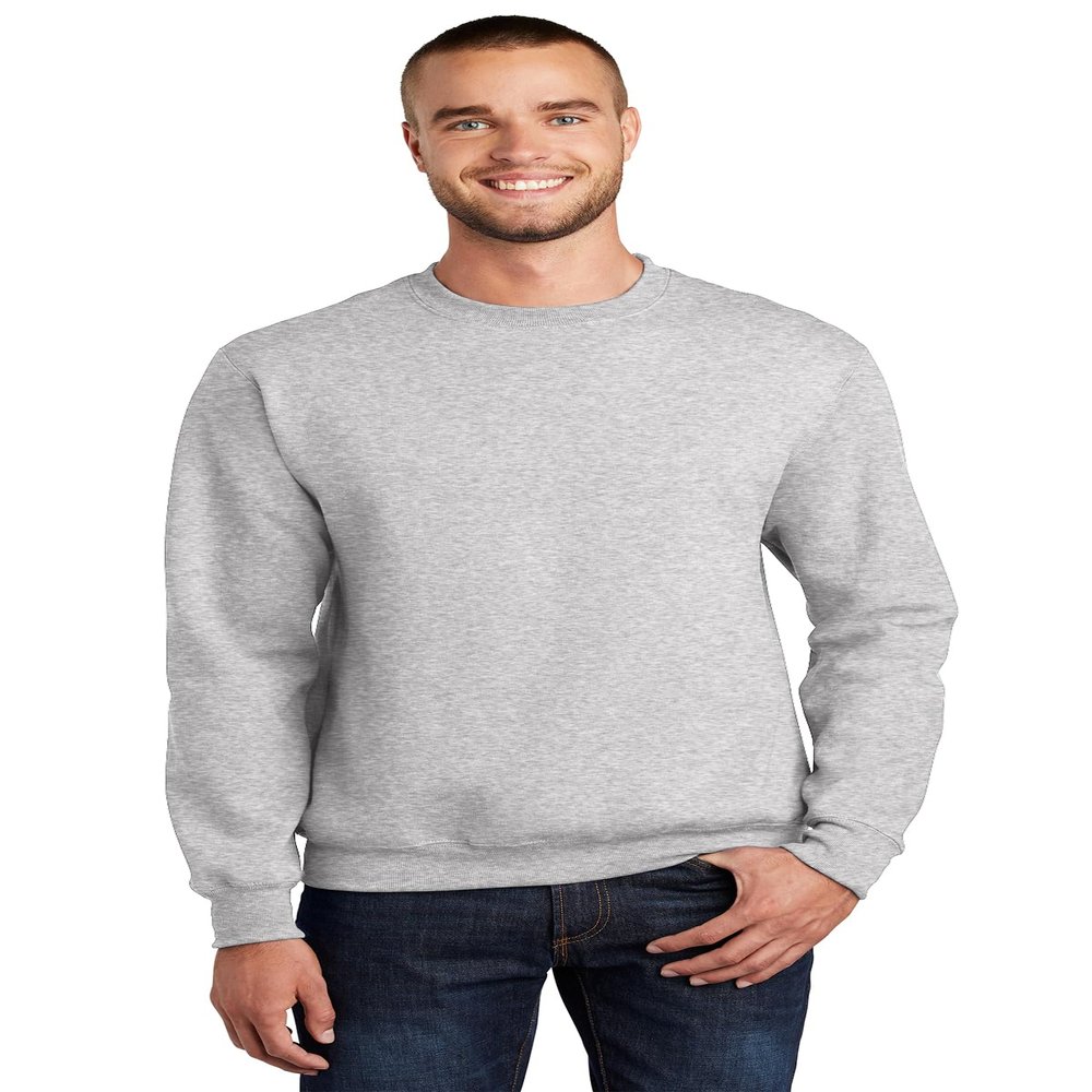 Port & Co TALL Essential Fleece Crewneck Sweatshirt-PCPC90T-3XLT-Ash