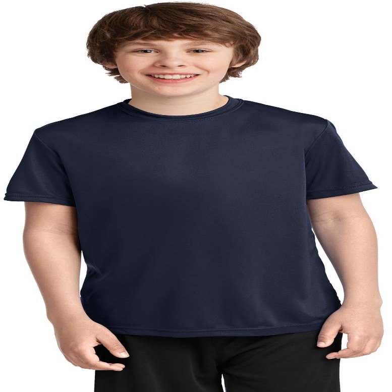 Port & Company Youth Performance Tee | UPF 50 Athletic Workout Clothing for Spring & Summer | PC380Y, Deep Navy, Large