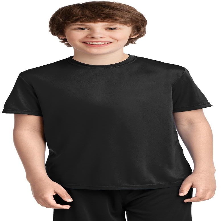Port & Company Youth Performance Tee | UPF 50 Athletic Workout Clothing for Spring & Summer | PC380Y, Jet Black, X-Large
