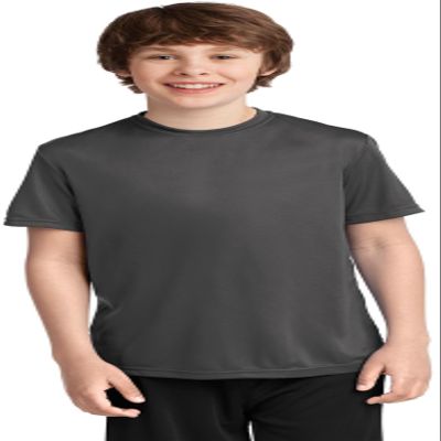 Port & Company Youth Performance Tee | UPF 50 Athletic Workout Clothing for Spring & Summer | PC380Y, Charcoal, Large