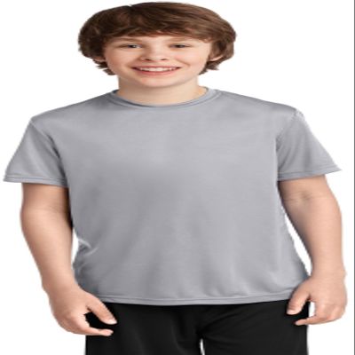Port & Company Youth Performance Tee | UPF 50 Athletic Workout Clothing for Spring & Summer | PC380Y, Silver, Medium