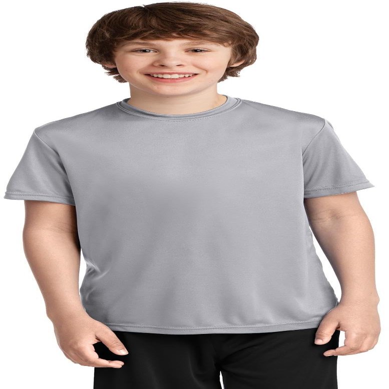 Port & Company Youth Performance Tee | UPF 50 Athletic Workout Clothing for Spring & Summer | PC380Y, Silver, Medium
