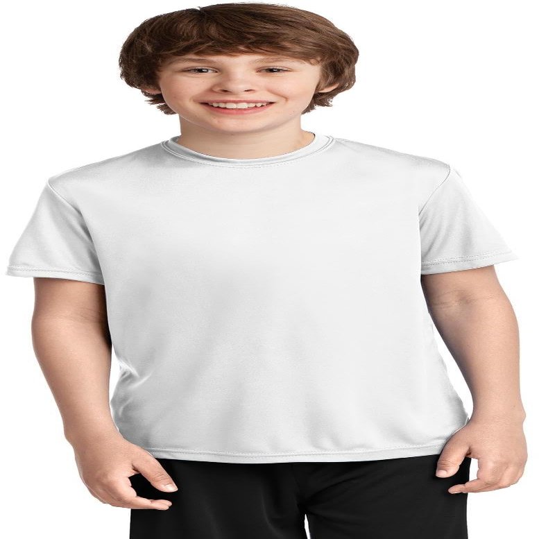 Port & Company Youth Performance Tee | UPF 50 Athletic Workout Clothing for Spring & Summer | PC380Y, White, Small