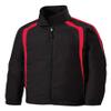 SPORT-TEK Youth Colorblock Raglan Jacket | Lightweight Jacket for Boys & Girls, Kids' Zip Up for Spring, Black/True Red, Small view 1