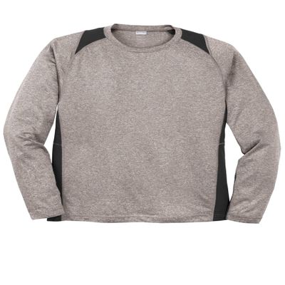 SPORT-TEK Long Sleeve Heather Colorblock Contender Tee | Athletic T-Shirt for Men & Women, Workout Top for Running & Hiking