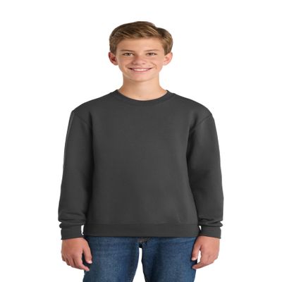 Port & Co Youth Core Fleece Crewneck Sweatshirt-PC90Y-XL-Charcoal