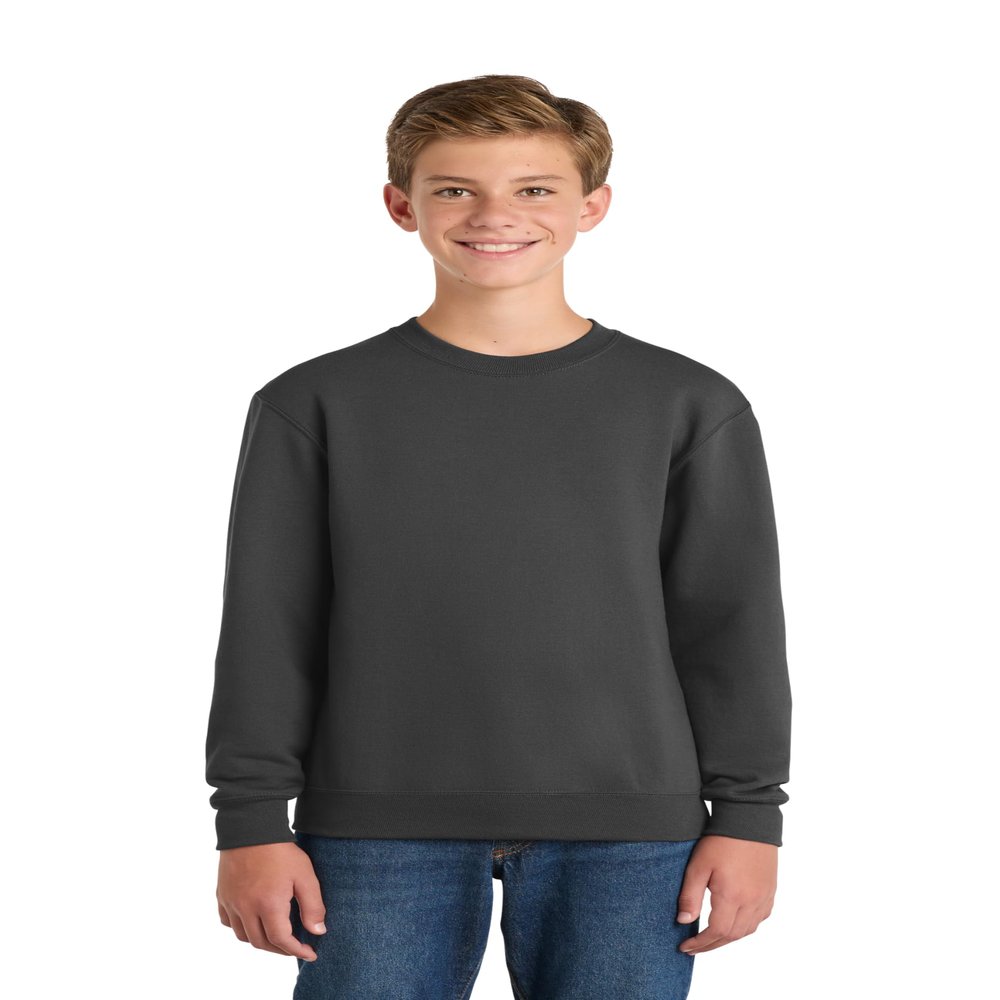 Port & Co Youth Core Fleece Crewneck Sweatshirt-PC90Y-XL-Charcoal