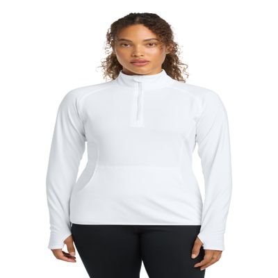 SPORT-TEK Women's Sport-Wick Stretch Quarter Zip Pullover, White, L