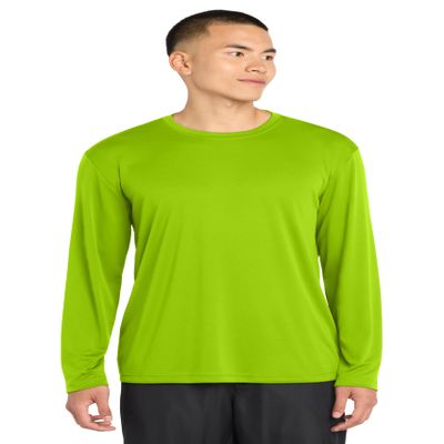 SPORT-TEK Long Sleeve PosiCharge Competitor Tee | Gym T-Shirt for Men & Women, Athletic Fit Workout Clothing for Spring & Summer Fashion Lime Shock