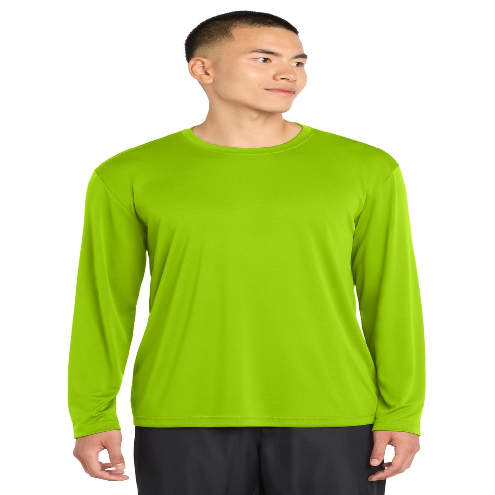 SPORT-TEK Long Sleeve PosiCharge Competitor Tee | Gym T-Shirt for Men & Women, Athletic Fit Workout Clothing for Spring & Summer Fashion Lime Shock