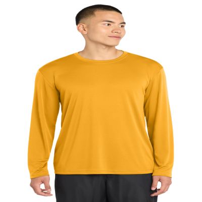 SPORT-TEK Long Sleeve PosiCharge Competitor Tee | Gym T-Shirt for Men & Women, Athletic Fit Workout Clothing for Spring & Summer Fashion Gold