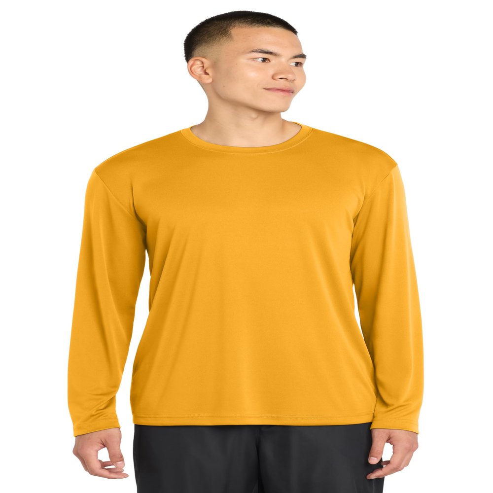 SPORT-TEK Long Sleeve PosiCharge Competitor Tee | Gym T-Shirt for Men & Women, Athletic Fit Workout Clothing for Spring & Summer Fashion Gold