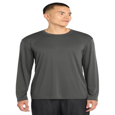SPORT-TEK Long Sleeve PosiCharge Competitor Tee | Gym T-Shirt for Men & Women, Athletic Fit Workout Clothing for Spring & Summer Fashion Iron Grey