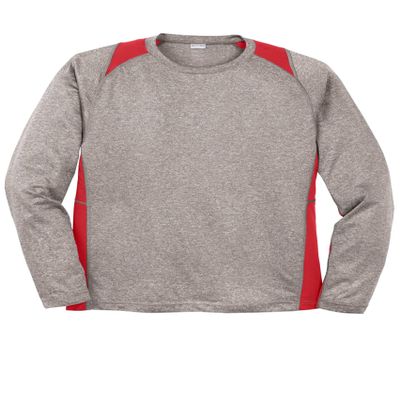 SPORT-TEK Long Sleeve Heather Colorblock Contender Tee | Athletic T-Shirt for Men & Women, Workout Top for Running & Hiking