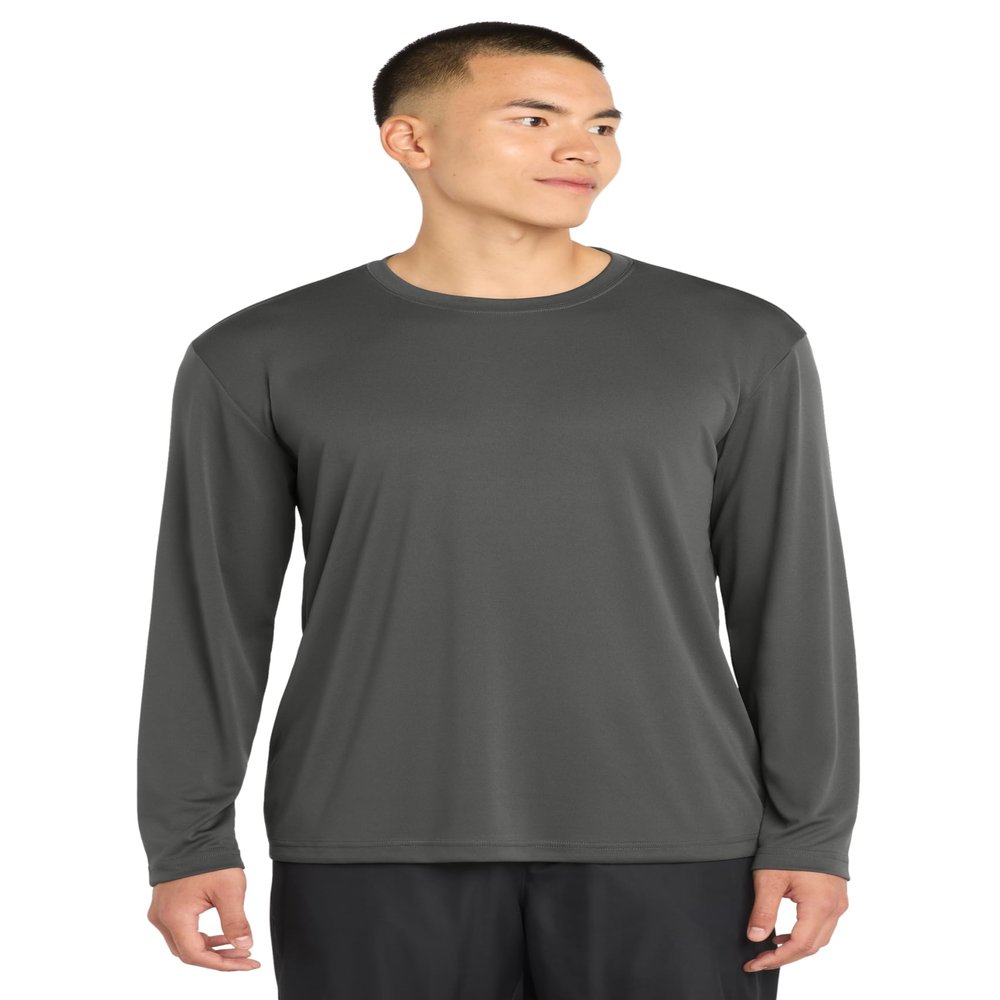SPORT-TEK Long Sleeve PosiCharge Competitor Tee | Gym T-Shirt for Men & Women, Athletic Fit Workout Clothing for Spring & Summer Fashion Iron Grey